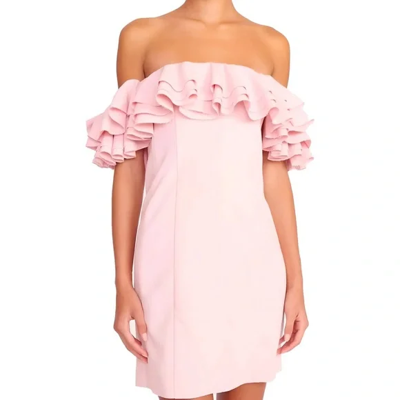 puff-sleeve off-the-shoulder mini dress Off-the Shoulder Short Hoco Dress with Long Sleeves Hot Pink / XSmall